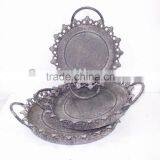 S/3 Oval Laced Metal Tray