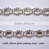 (M0583) 16mm wide metal crystal chain,fashion cup chain