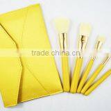 Yellow 5 Pcs Soft Hair Makeup Brush Set