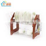 Classical Wooden Storage "house"shape Kitchen Dish Rack Single Plastic Tray thumbnail-1