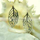 Oxidized Leaf Filigree Designer Sterling Silver Earring Jewelry, Oxidized 925 Sterling Silver Jewelry thumbnail-2