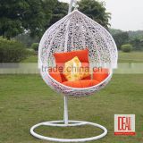 cheap price indoor outdoor patio garden rattan wicker hanging egg basket swing chair with metal stand