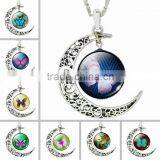 Silver Plated Color Wolf Pattern Women Glass Cabochon Wolf Necklace Wholesale thumbnail-2