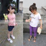 Korean New Style Hollow Collar Printing Letters Girl Plain T-shirts for Children thumbnail-1