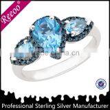 Silver Engagement Rings With Navy Blue cz for Girls thumbnail-1