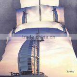 Famous Dubai Land Scape Design 3D Reactive Printed Bedding Set With 100% Cotton and Wholesale Price