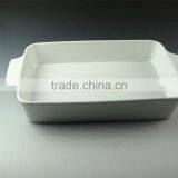 Stocklot 17inch Rectangular Shape Yellow Line Glaze Ceramic Bakeware With Handles thumbnail-2