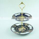 Colorful Decal Ceramic Cake Stand With Iron Stand in Stock thumbnail-2