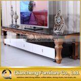 Modern Remote Controlled tv Stand Golden With Marble thumbnail-5