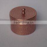 Hammered Mat Copper Finish Candle Holder With Cover Out Wax thumbnail-1