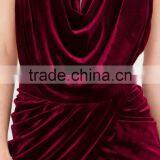 Crossover Ruched Detail Open Back Mature Party Wear Velvet Dress Women Sexy thumbnail-5