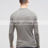 Custom Long Sleeve Three Button Placket Men's 100% Cotton 200gsm Lightweight Knit Casual Tight Slim Fit Grey Polo Shirt thumbnail-2