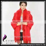 CX7502 2016 New Products 100% Sheep Cashmere Fox Fur Shawl--Red thumbnail-1