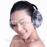 CX-EM-03P Women Funny Genuine Rex Rabbit Fur Floral Ear Muff thumbnail-2