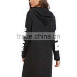 Print Letters Sleeves 3/4 Zipper Front Black Long Hoodie Thin Hoodie Women's thumbnail-3