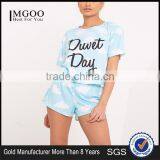 Custom Design Digital Print Women Funny PJ Set Logo Print Short Pyjama Set 100% Polyester Pajama Set thumbnail-1