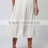 Hot Sale Iridescent Pleated Skirts High Waist Zip Up Plain White Beach Style Long Skirts thumbnail-5