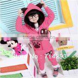 Girl's Kids Toddlers Cat Footprint Long Sleeve Hoodies Lovely Coat Suit Set 18287 thumbnail-1