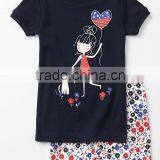 Girls Floral Printed Pajama Shorts Set thumbnail-1