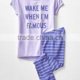 Girls striped pajama set with long pant and short sleeve top