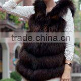 Real Fox Fur Vest Hooded Coat Woman Sleeveless Thicken Warm Genuine Fox Fur Jackets Winter Russian Natural Fur Vest thumbnail-4
