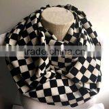 Black and White Checkered Scarf, Checkered Infinity Scarf, Women Accessories, Gift Ideas thumbnail-3