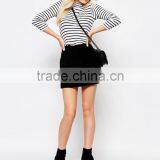 New Design Simple Fashion Stripe Roll Neck 3/4 Sleeve t- Shirt for Lady thumbnail-5