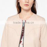 2017 Newest Simple Style Round Neck Wavy Hem Short Leather Jacket Women thumbnail-5