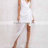 Favorable Semi Sheer Sleeveless Fancy White Draped Wedding Dress thumbnail-5