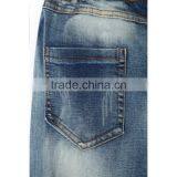 Cheap New Style Fray Hem Comfortable Light Blue Lace Stitched Slim Fit New Design Jeans for Girls thumbnail-3