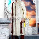 Cream Maroon Zari Designer Sherwanis thumbnail-1