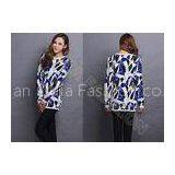 Womens Cowl Neck Jacquard Sweaters Long Pullover in Contrast Color , Irregular Bock Knit Style