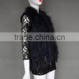 Wholesale Rabbit Fur Vest/ Gilet For Fashion Ladies/Women Knitted Coat With Raccoon Fur Collar thumbnail-2