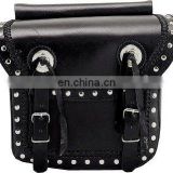 HMB-4013A LEATHER MOTORCYCLE SADDLE BAGS SET CONCHO STUDDED STRAIGHT