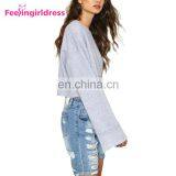 Low Moq Sweatshirt Manufacturer Blank 100% Cotton Women Crew Neck Sweatshirt thumbnail-2