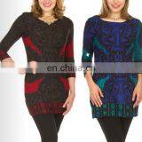 Asymmetrical Hem Royal Blue Wholesale Knitwear Tunic thumbnail-3