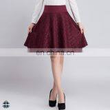 T-SK520 China Clothes Marron Lace Midi Elegant Womens A Line Skirt thumbnail-1