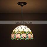 Nordic Style Hanging Light Fixture Lotus Stained Glass Lamp Shade Antique Lights Pendant Lighting thumbnail-2