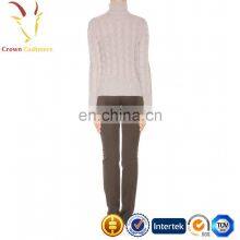 Женский вязаный пуловер из cashmere с воротником-воротком и узором «тросик» thumbnail-2