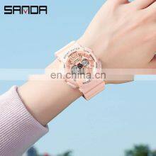 SANDA 6068 Women's Watches Multifunction Military Quartz Digital Wristwatch Casual Clock Watches Digitals thumbnail-4