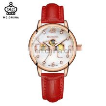 MG.ORKINA MG090 Charm Automatic Movement Female Casual Wrist Watches Fashion Mechanical Leather Belt Watch