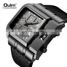 Oulm 3364 Men Luxury Quartz New Style Fashion Big Dial Square Sport Military Wrist Quartz Watches