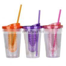 Cute Plastic Fruit Cup With Lid and Straw thumbnail-1
