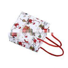 Red Printing Christmas White Cardboard Bag Kraft Custom Gift Paper Bag For Kids Bolsas de Papel Shopping Packaging Paper Bag