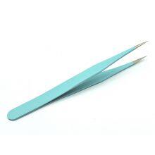 Colorful Makeup Eyelash Tweezers High-quality Stainless Steel Acid and Alkali Resistant Blue Straight Head Tweezers Sticker thumbnail-3