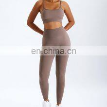 Tik Tok Hot Sexy Square Neck Bra And Soft Sport Scrunch Butt Lift Seamless Leggings Ribbed Push Up Booty Workout Gym Yoga Set thumbnail-3