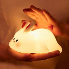 Hot Sale Rechargeable Led Soft Touch Silicone Kids Night Light Bunny Lamp Light up Silicone Animal Night Light thumbnail-6