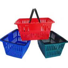 30L Supermarket Plastic Shopping Basket With Metal Handles, Wire Handles Supermarket Shopping Baskets thumbnail-3