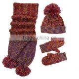 Winter Warm Cheap Cashmere Knitted Hat Scarf Glove Set thumbnail-3