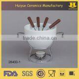 Ceramic Chocolate Fondue Set, White Fondue thumbnail-4